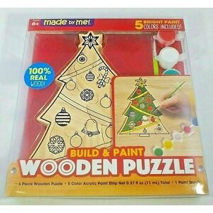 Wooden Christmas Tree Paint Puzzle Craft